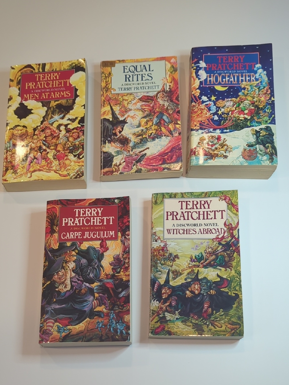 Terry Pratchett Vintage Paperback Disc World Novels Lot Of 5